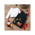 thumbnail image 3 of Toddler Baby Girl Christmas Outfit Dress Long Sleeve Solid T-Shirt Tops Plaid Santa Deer Elk Overalls Dresses Set, 3 of 7