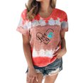 thumbnail image 1 of Mujeres Casual Cuello Redondo Manga Corta Estampado Jersey Blusa Camiseta Tops Sueltos OAVQHLG3B Store  lin121212, 1 of 4