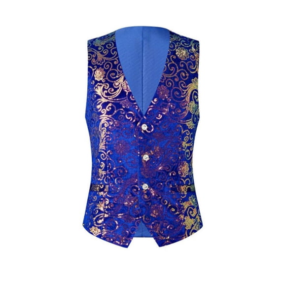Mens Sequins Lapel Vest Casual Lapel Vest Performance Banquet Suit