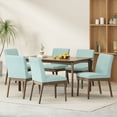 thumbnail image 2 of GDF Studio Ballantrae Wood and Fabric 7 Piece Dining Set, Walnut, Mint, 2 of 9