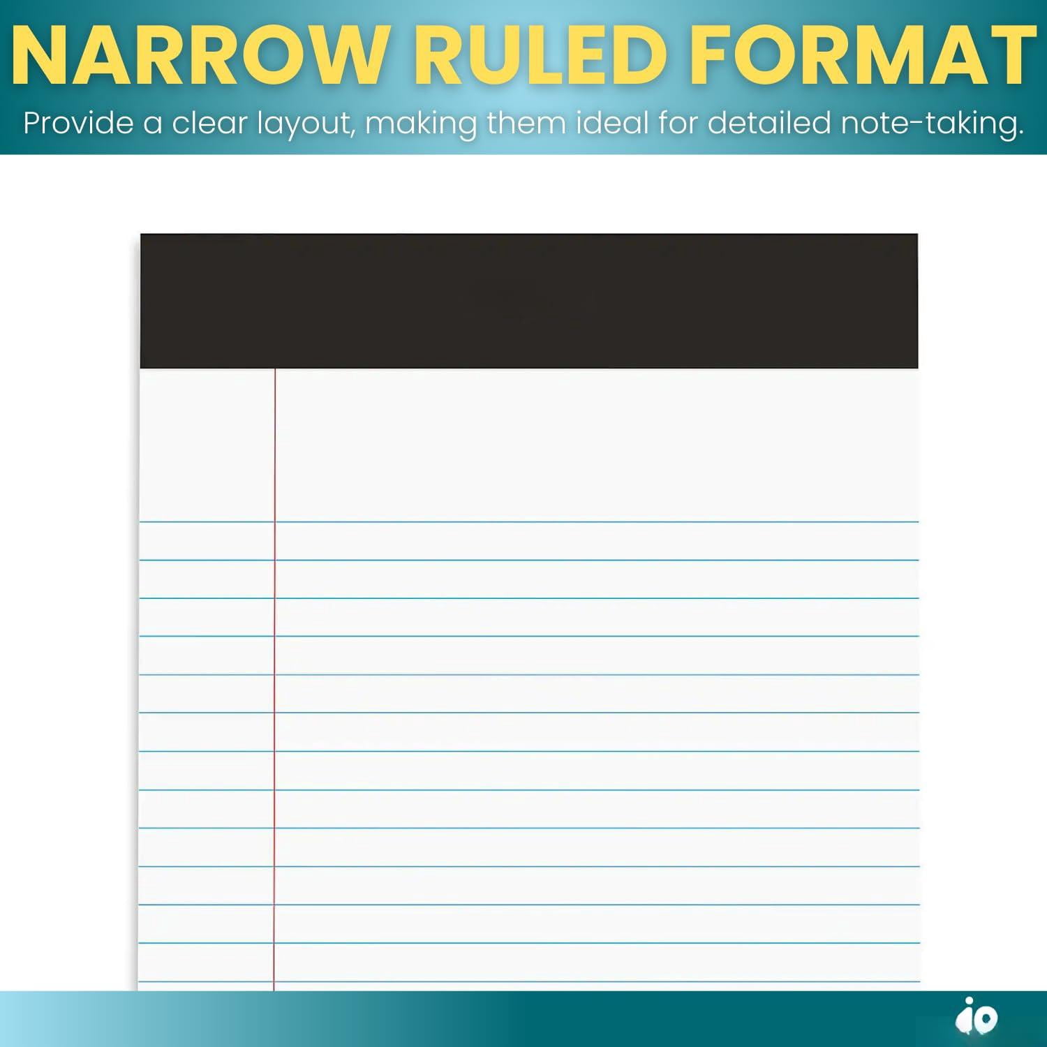 Jr Legal Pads Small Notepads  5" X 8" Narrow Ruled Note Pad White 50 Sheets/pad 24 Pads/pack