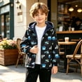 thumbnail image 4 of ZACPNCV Boys Hooded Fleece Lined Jacket 1‑9Y Kids Cartoon Print Full‑Zip Windproof Outerwear with Pockets,Zip Up Warm Winter Coat,B-Black, 4 of 9