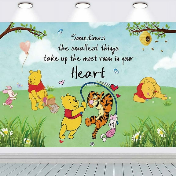 Winnie the Pooh Birthday Banner Backdrop Background Taspestry Post Wall Decor Party Supplies