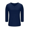 thumbnail image 7 of HUJlwoi V-Neck T Shirts for Women 3/4 Sleeve Basic Pullover Spring Summer Solid Color Casual Tees Fashionable Tunic Tops, 7 of 7
