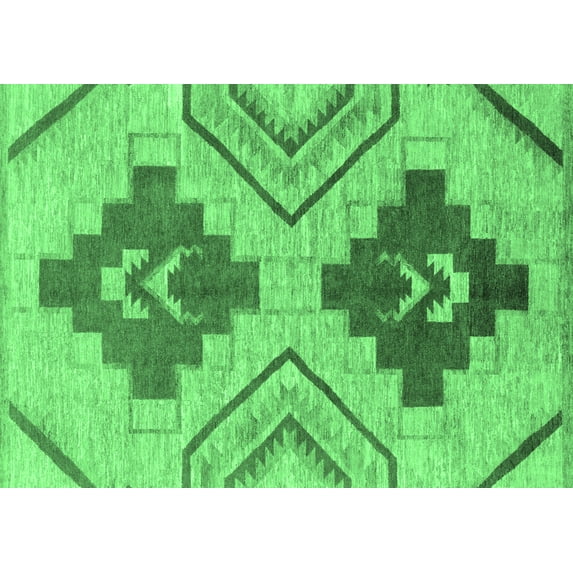 Ahgly Company Indoor Rectangle Abstract Emerald Green Modern Area Rugs, 7' x 9'