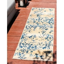 Unique Loom Outdoor Botanical Collection Area Rug - Ivy (2' 7" x 5' 3" Runner Beige/Blue)