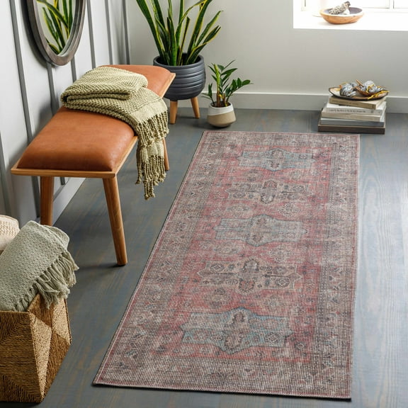 Hauteloom Konak Living Room, Bedroom Machine Washable Area Rug - Blue, Gray, Brown - 5'3" x 7'3"