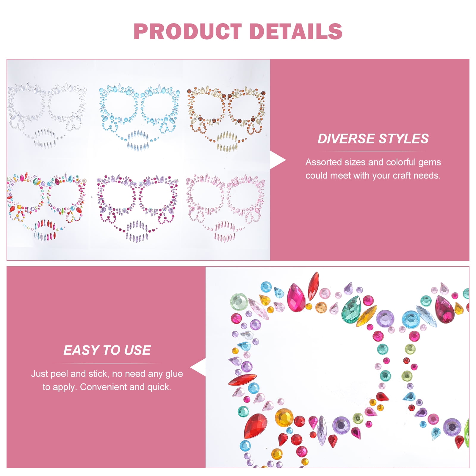 Face jewels 6 Sheets Halloween Face Jewels Tattoos Stickers Temporary