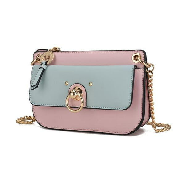 MKF Collection by Mia K. MKF-CB-L150PK-SF Jill Vegan Leather Womens Color Block Crossbody Bag