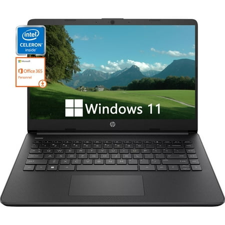 HP 14" HD Display Business Laptop,Intel Celeron N4120,4GB RAM,128GB eMMC,Windows 11 Home in S Mode,One Year Office 365,Jet Black