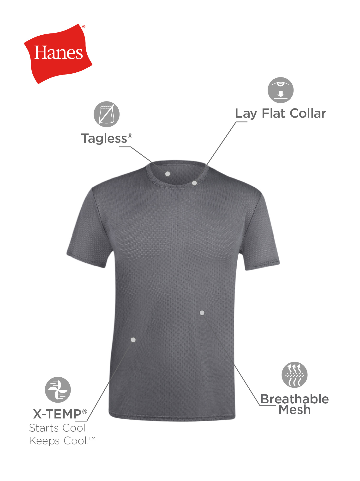 Hanes Men's X-Temp Moisture-Wicking Crew Neck T-Shirt, 3-Pack photo 7