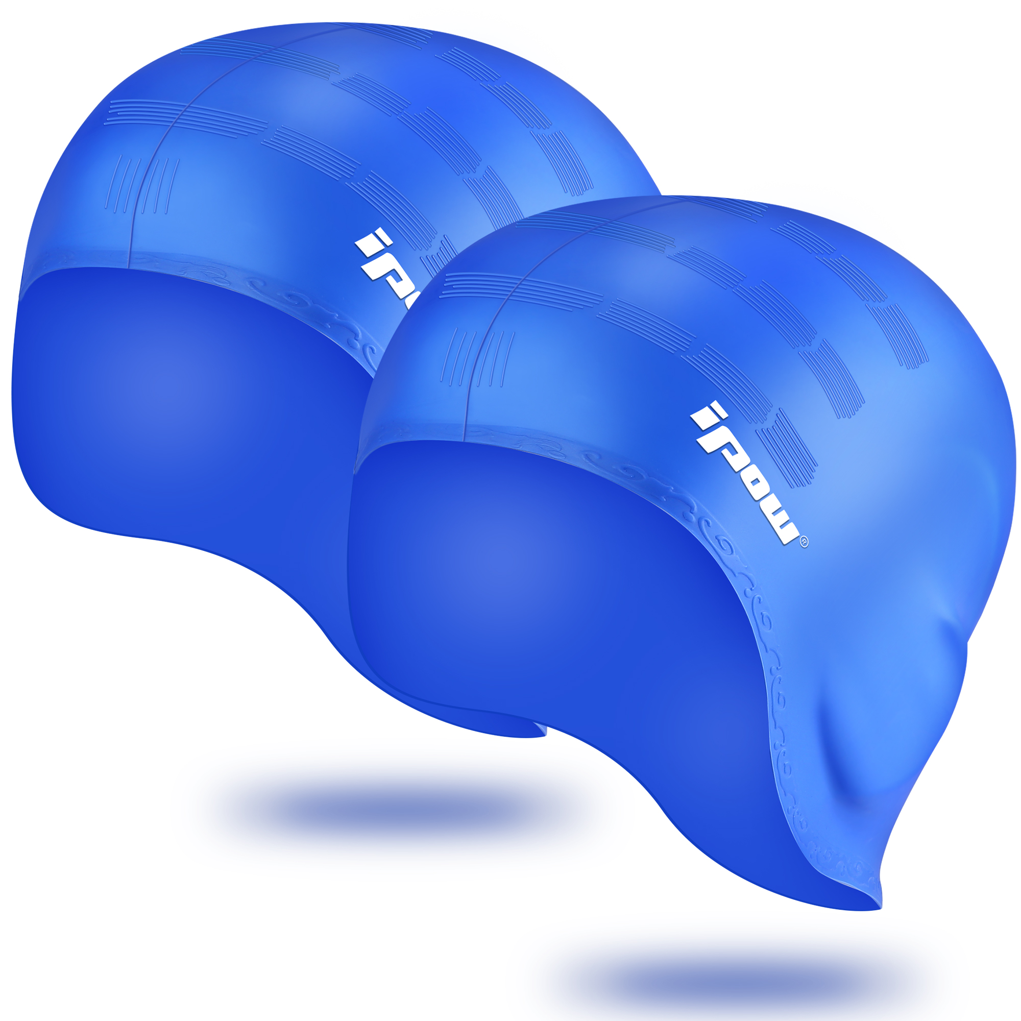 IPOW Swim Cap High Elastic Silicone Swimming caps with Ear Pockets Pouches Waterproof for Unisex