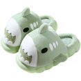 thumbnail image 2 of Pantuflas de algodón de tiburón de suela gruesa de invierno para mujer, pantuflas de algodón para padres e hijos, pantuflas de algodón cálidas de felpa antideslizantes para interiores para el hogar, 2 of 5