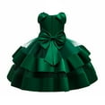 thumbnail image 3 of TBWNWG Girls Birthday Party Dress with Beaded Bow and Puff Sleeves Elegant Cake Tutu Gown for,Sizes 6-7 Years, 3 of 9