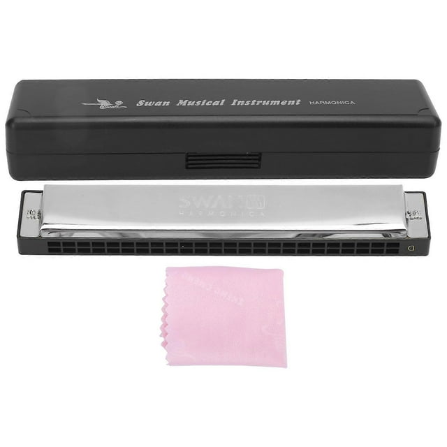 Harmonica D Key 24 Hole Playing Mouth Organ Wind Musical Instrument with Box Cloth