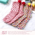 thumbnail image 3 of KYGABAK 4 Pairs Christmas Fuzzy Cupcake Socks for Women Girl Fluffy Slipper Socks DIY Gift Boxes for Winter Valentines-Style D, 3 of 6