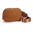 thumbnail image 4 of Bolso de pecho de felpa Bolso de mensajero de cintura con cremallera informal Color sólido para viajes (marrón), 4 of 9