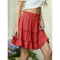 thumbnail image 5 of JWD Women's Short Skirt Summer Pleated Elastic Short Skirt Drawstring Mini Skirts Dragon fruit red S, 5 of 10