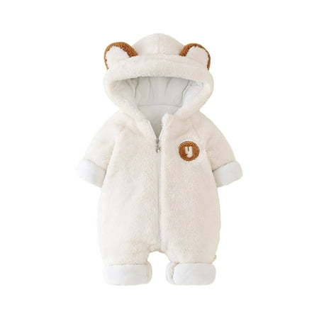 

Stamzod Unisex Infant Babies Bodysuit Romper 2-24M Soft Warm Pajamas Cotton Solid Warm Thick Long Sleeve Hooded Romper Jumpsuit Gift/role Play