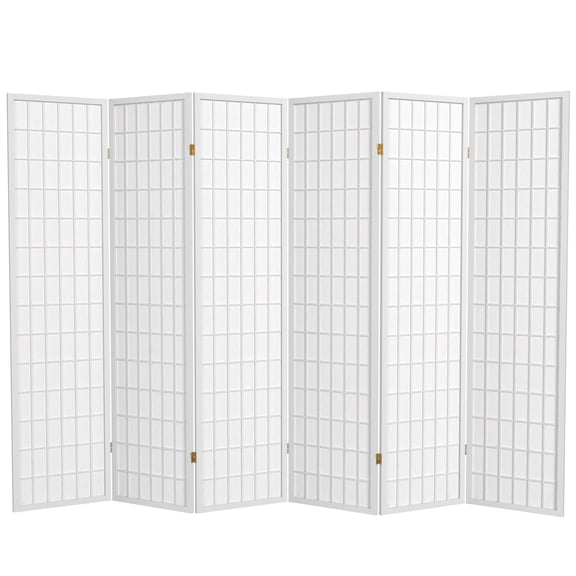 6 ft. Tall Window Pane Shoji Screen - White - 6 Panels