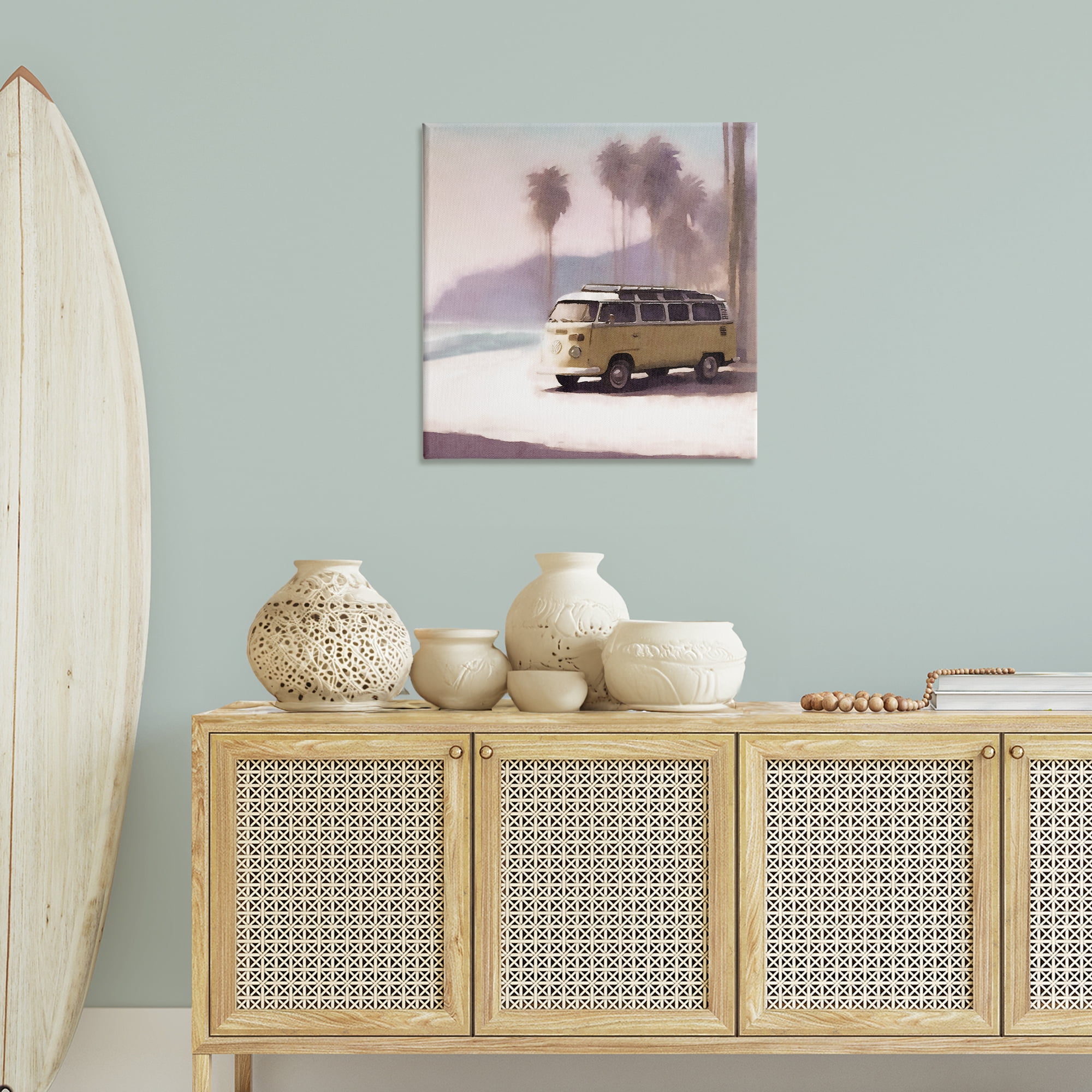 Stupell Industries Yellow Van on Beach Nautical & Beach Painting Wrapped Canvas Art Print Wall Art, 30 x 30