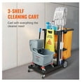thumbnail image 2 of Cleaning Cart 3-Shelf Commercial Janitorial Cart, 200lbs Capacity, 25 Gallon PVC Bag, 47 x 20 x 38.6in, Yellow & Black Housekeeping Cart, 2 of 7