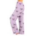 thumbnail image 2 of Women's Bowknot Print Plush Pajama Pants, Soft Fleece Casual Sleep Lounge Trousers Warm Nightwear Slacks, Purple, M, 2 of 5
