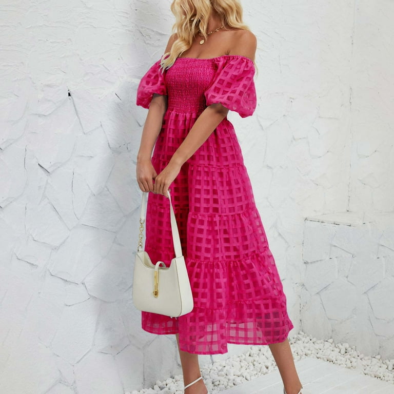 bubble dresses for prom WD0887,Off the shoulder sweetheart stars a line bubble sleeves tulle long formal dress,starry prom dresses 26 W,color as photo