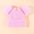 thumbnail image 4 of Eoperou Winter Solid Color Baby Crochet Beanie Hat Double Fluffy Balls Decor Children Knitting Hat Elastic Headwear Fashion Accessories, 4 of 7