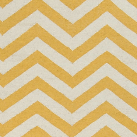 Art of Knot Laughlin Hand Woven Chic Chevron Flatweave Wool Area Rug, Gold