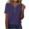 thumbnail image 2 of Xdegoge Summer Savings T Shirts for Women V Neck Button Down Short Sleeve Summer Tops Loose Fit Tunic Tops Dressy Casual Blouses Split Fashion Y2K Tshirts Returns Online Orders Online Order History, 2 of 5