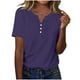 thumbnail image 3 of Tops formales,Blusa de manga corta con botones y estampado para mujer, estilo informal de lino, poliéster, cómoda para uso diario, sopatenor, 3 of 9