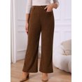 thumbnail image 2 of DARING DIVA Women's High Waisted Corduroy Wide Leg Pants with Pockets S Dark Brown, 2 of 7
