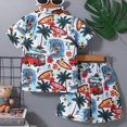 thumbnail image 5 of Toddler Outfits for Boys Hawaiian Print Short Sleeve Shirt and Comfy Shorts Set Cute Summer Vacation Clothes, 5 of 6