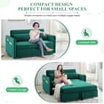 thumbnail image 3 of Dinosisco Convertible Sleeper Loveseat with USB, 55" Velvet Futon Sofa Bed, Green, 3 of 8