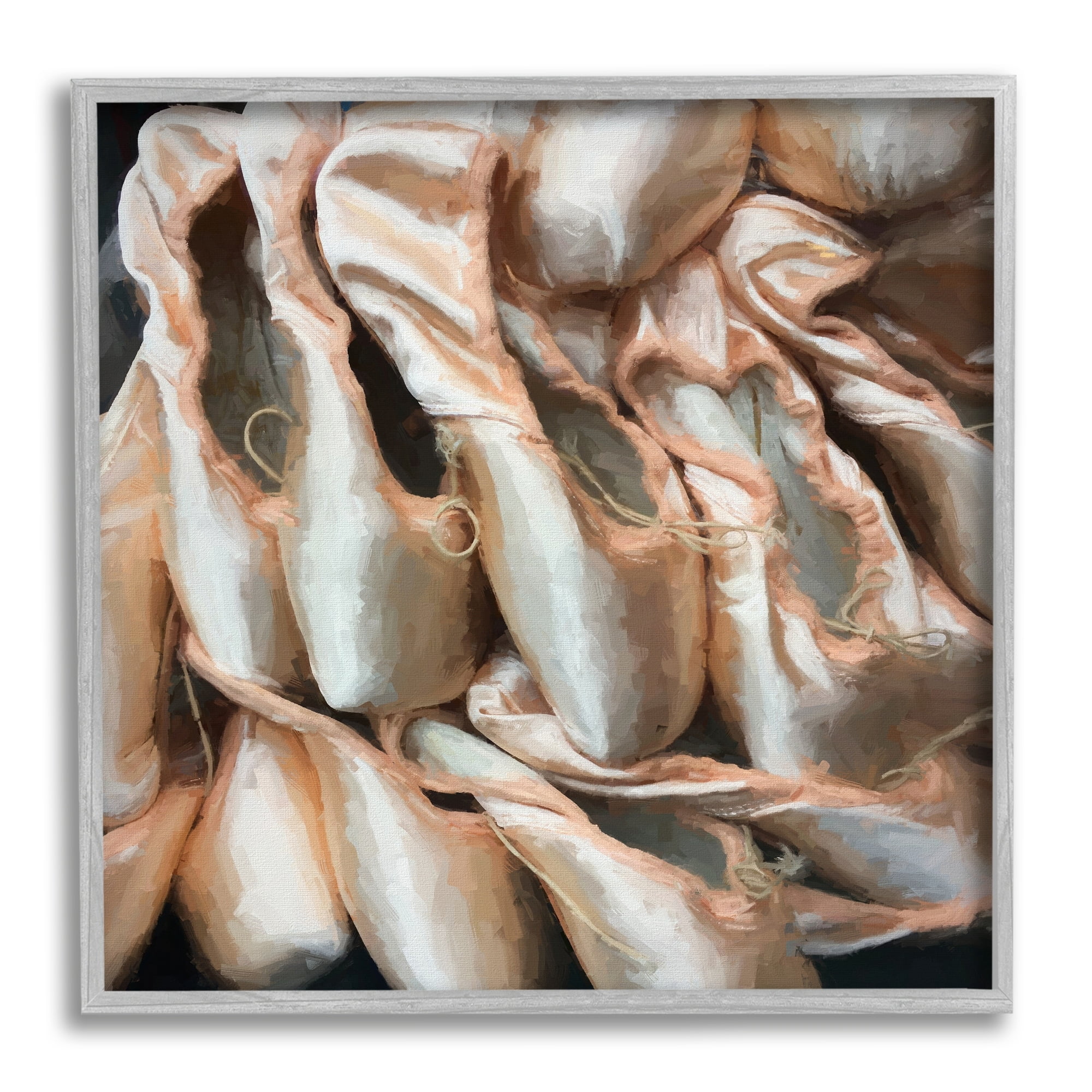 Stupell Industries Ballet Slippers Dancer Pointe Shoes Painting Painting Gray Framed Art Print Wall Art, Design by Graffitee Studios