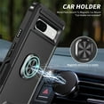 thumbnail image 6 of SaniMore for Google Pixel 7A Multi-Functional Case, 3-Layer Protection Magnetic Cover Support Car Mount & 360° Rotatable Metal Ring Kickstand Full Body Shockproof Protective Shell, Black, 6 of 7