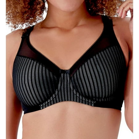 Women s Berlei B541 Beauty Stripe Underwired Minimizer Bra (Black 34D)