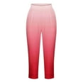 thumbnail image 5 of QATAINLAV Womens Plus Size Cropped Leggings Trendy Gradient Print Legging Capris Milk Silk Soft Running Tight Yoga Capri Pants Hot Pink M, 5 of 6