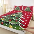 thumbnail image 3 of Manfei Chic Christmas Tree Full Size Sheets,Modern Geometric Dots Bed Sheets,Green Red White Sheet Sets For Girls Teens,Ultra Soft Home Decor,4 Pieces, 3 of 7