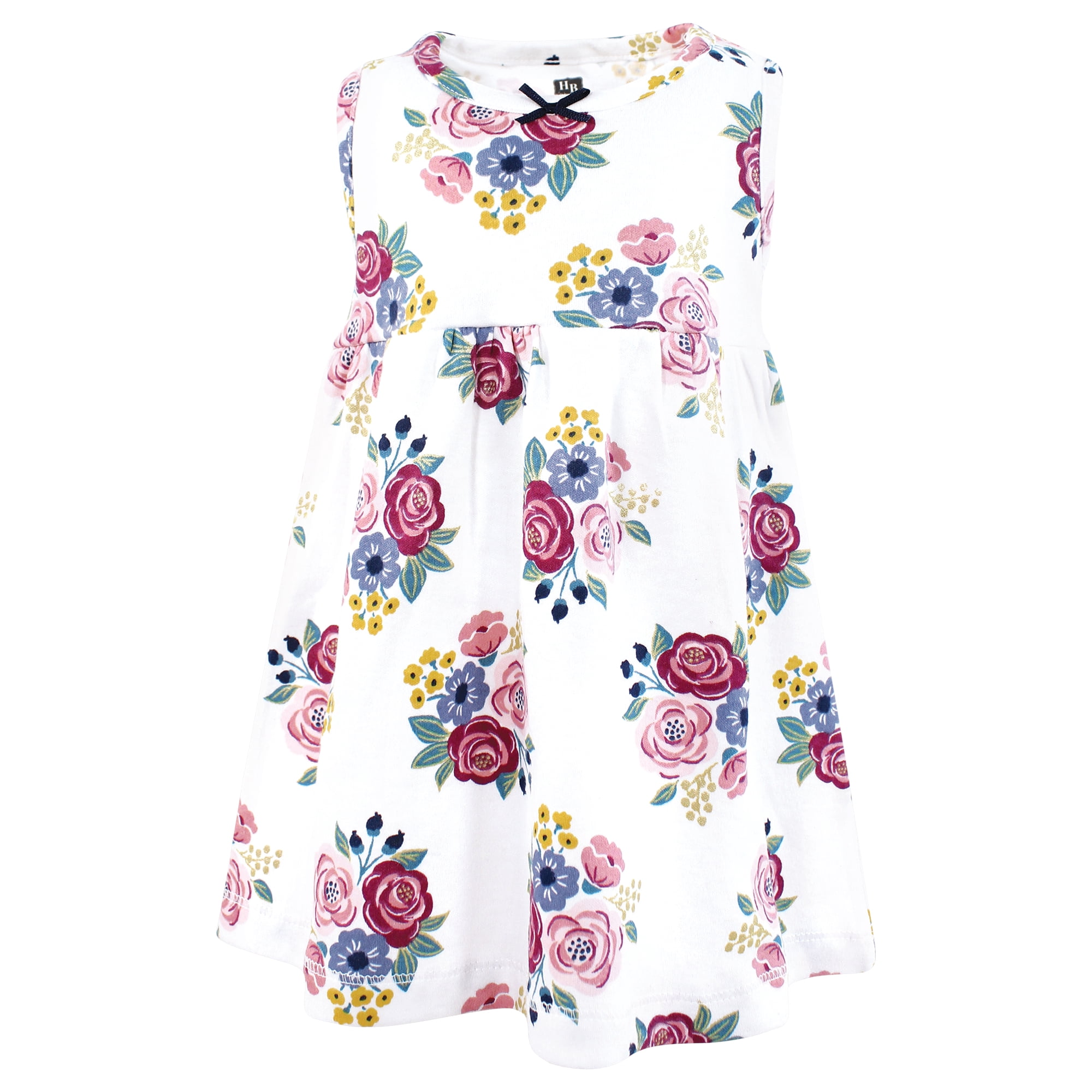 Hudson Baby Infant and Toddler Girls Cotton Dress and Cardigan Set, Blush Navy Floral, 3T