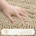 thumbnail image 3 of Chenille Striped Bathroom Rugs 47x20, Extra Thick and Absorbent Bath Rugs, Non-Slip Soft Plush Shaggy Bath Carpet, Machine Wash Dry, Bath Mats for Bathroom, Beige, 3 of 6