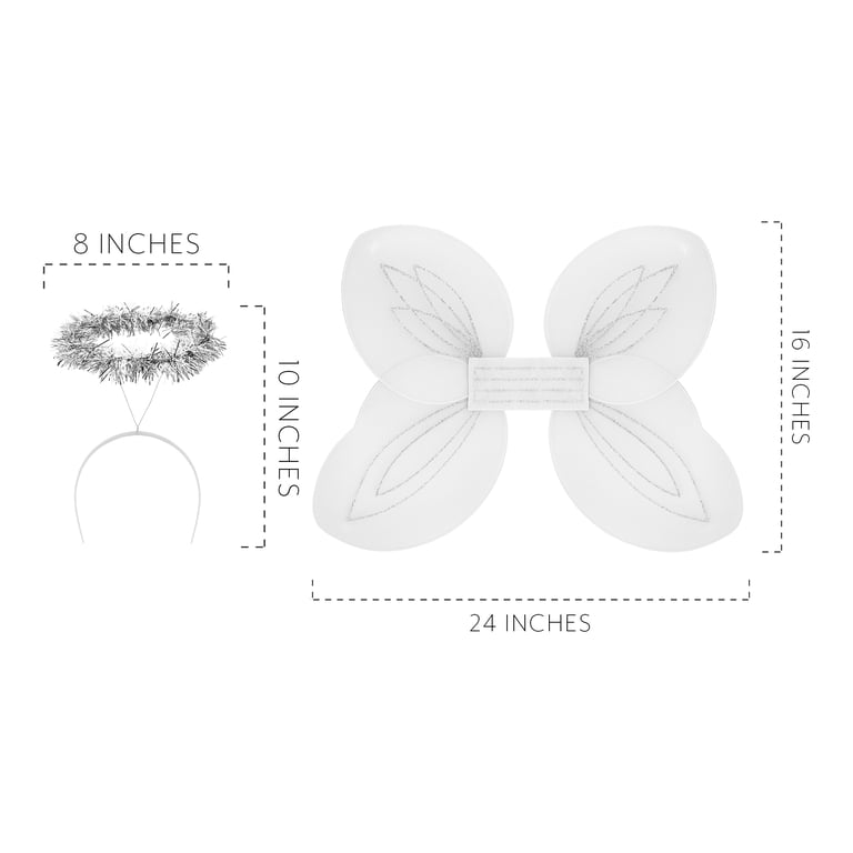White Angel Wings & Halo Costume Set - 2 Piece Angel Accessories For Parties & Halloween