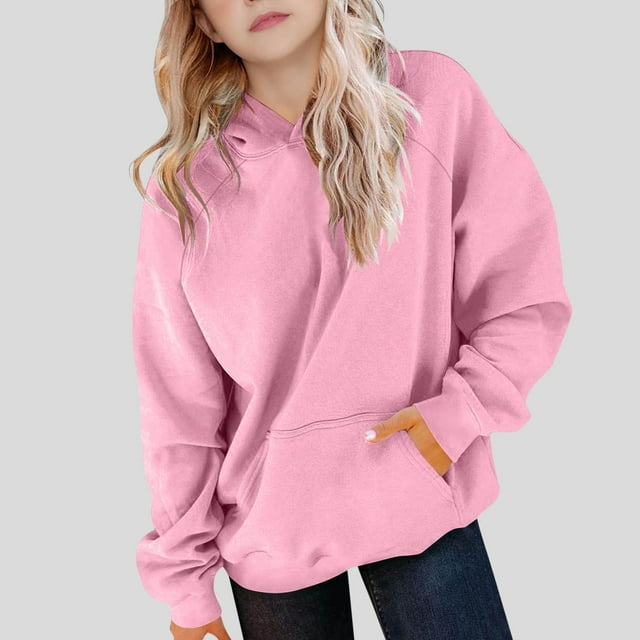 Cowsor Girls Casual Long Sleeve Hoodies Cute Oversized Fleece Pocket Sweatshirt Tops