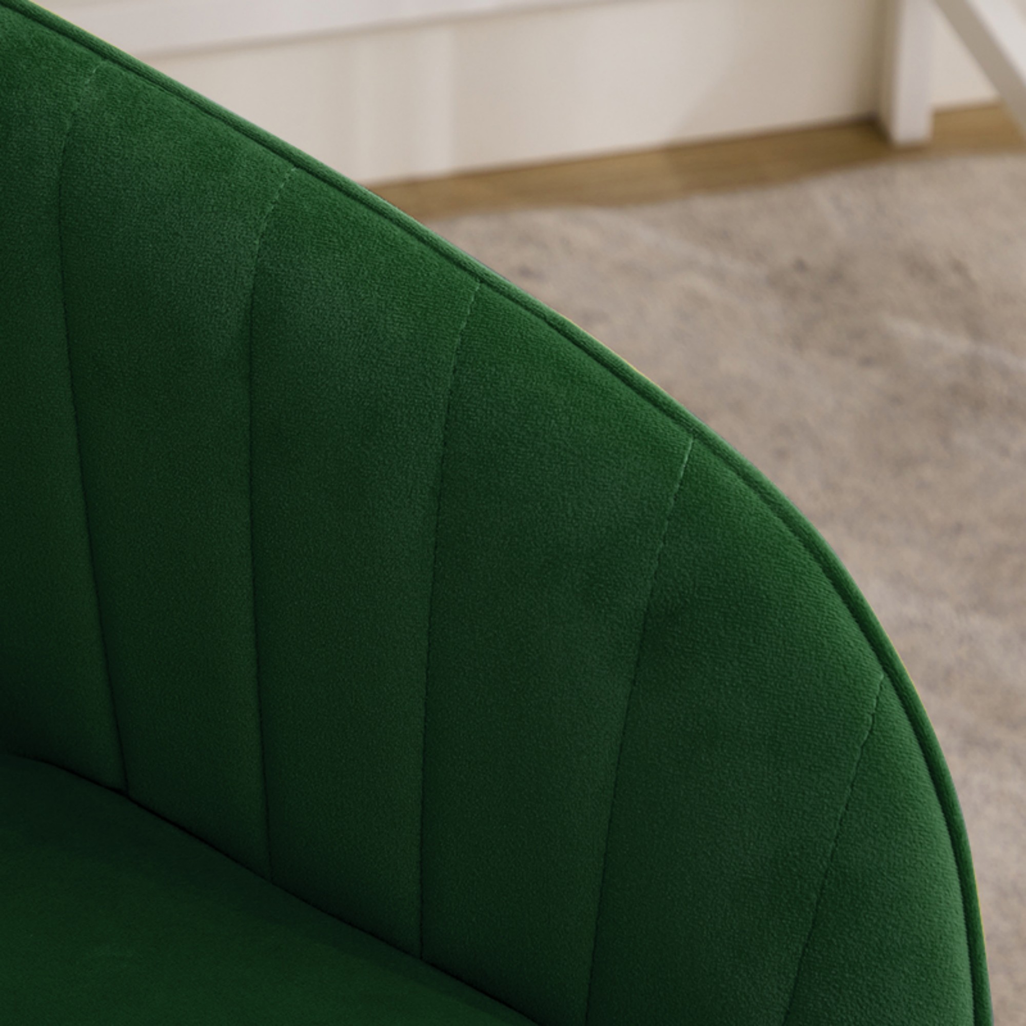 Modern Arm Chair,Adjustable Office Desk Chair with Wheels,Swivel Vanity Chair,Green