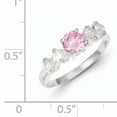 thumbnail image 2 of Sterling Silver Pink Round Cz With Side Stones Ring (Size 8) Made In Thailand qr4379-8, 2 of 2