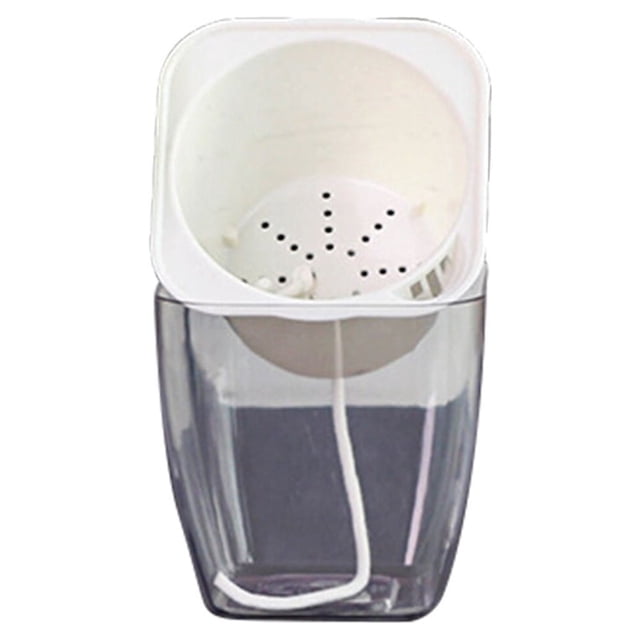 EeaseCA Jardinière à Double Plateau Transparente pour Jardin Intérieur, Jardinière Élégante Auto-Arrosante, Pots Carrés Infaillibles (G103)