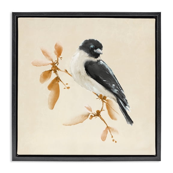 Stupell Industries Rustic Lodge Subtle Watercolor Chickadee Black Floating Frame Canvas Art, 18 x 18, by Diannart