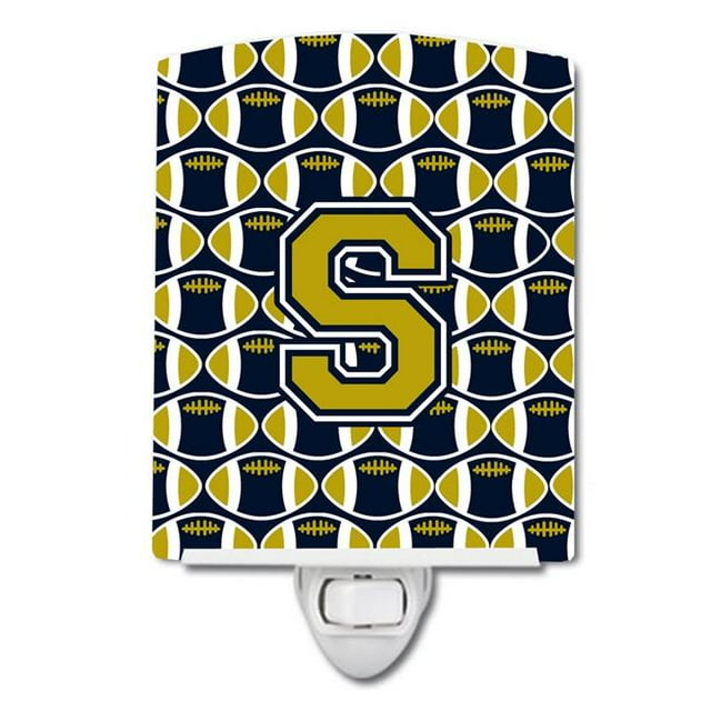 Carolines Treasures CJ1074-SCNL Letter S Football Blue & Gold Ceramic Night Light