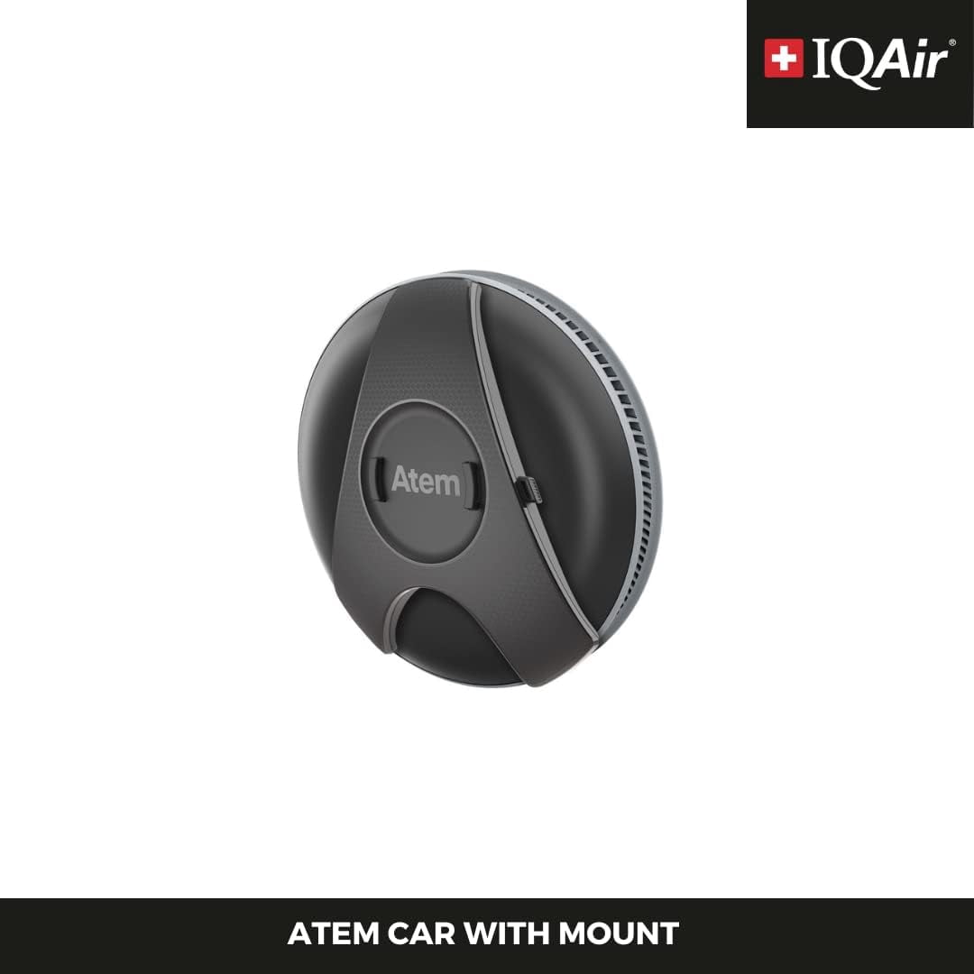 IQAir Atem Car Portable HEPA Air Purifier, Filters for Pollution, Odors, Gases, Car Fumes, and Asthma, Great for Travel or Daily Commute